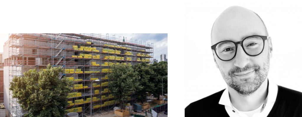 Profilbild Rene Binek - Wohnanlage eingerüstet und Dämmplatten auf dem Gerüst